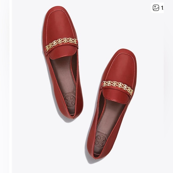 Tory Burch Size 9 Gemini Link Chain Loafers in Light Redwood Leather - Picture 1 of 8